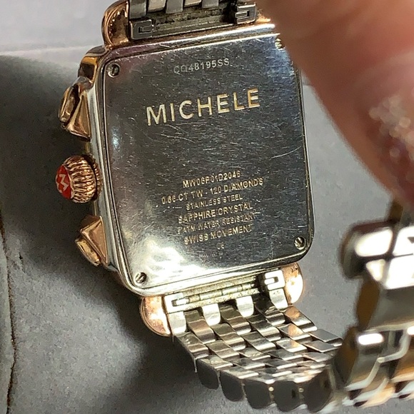 Michele Deco Rose Gold and Silver two tone Chronograph Watch - Picture 7 of 7